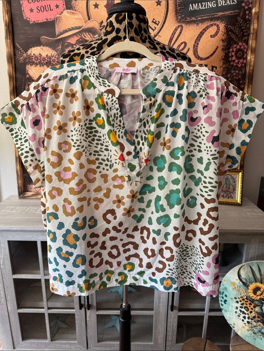 YOLLY  - Ladies Mult Print Top Sz Lg